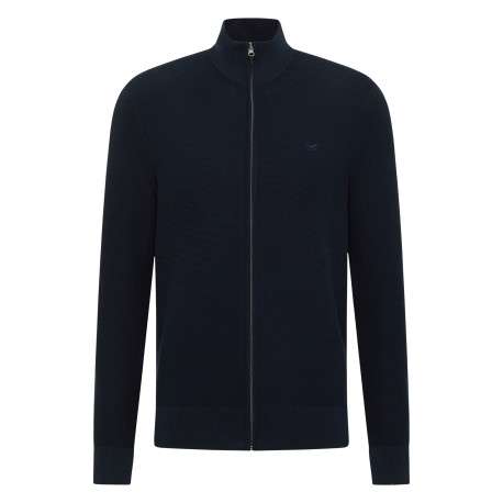 Gilet en coton marine à coupe droite pourvu d'un col montant