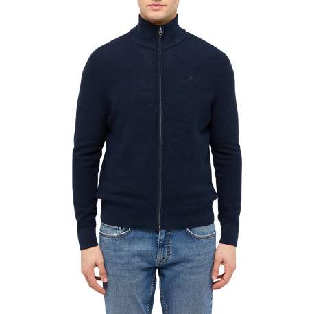 Gilet en coton marine à coupe droite pourvu d'un col montant - Image 3