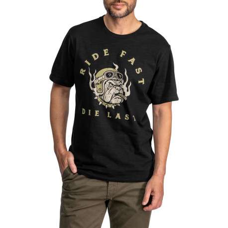T-shirt en coton noir avec un grand imprimé graphique vintage à coupe droite