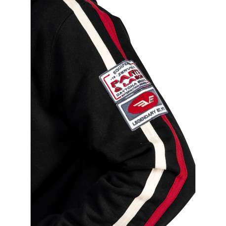 Sweat zippé noir à capuche avec bandes contrastées et des patchs - Image 4