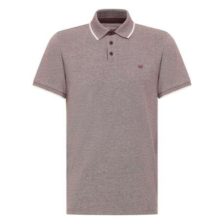 Polo en coton brun pourvu d'une coupe droite et d'un col à revers