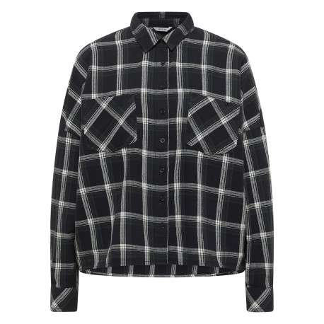 Chemisier Ruby en coton noir coupe ample pourvu d'un col à revers
