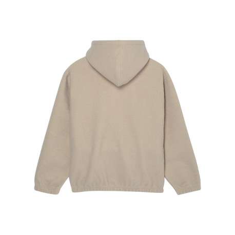Veste beige à coupe droite pourvue d'un col à capuche et de manches longues - Image 2