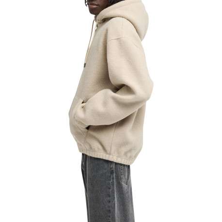 Veste beige à coupe droite pourvue d'un col à capuche et de manches longues - Image 4