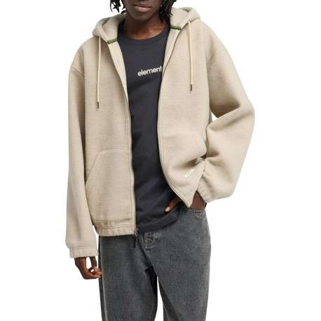 Veste beige à coupe droite pourvue d'un col à capuche et de manches longues - Image 5