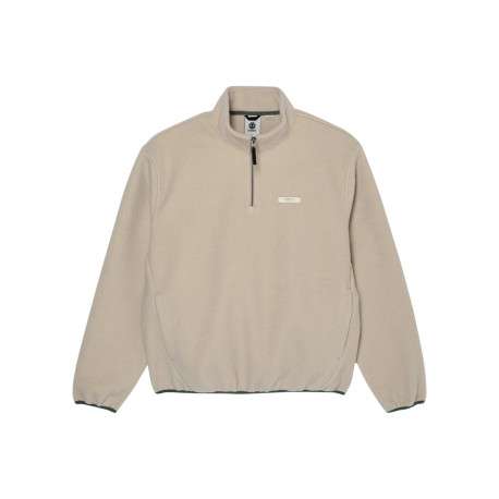 Sweat beige pourvu d'une coupe ample et d'un col camionneur à zip