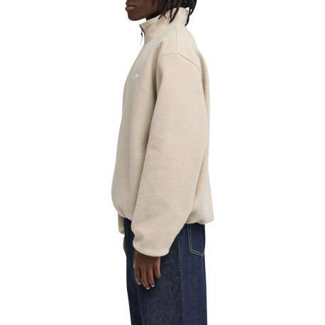 Sweat beige pourvu d'une coupe ample et d'un col camionneur à zip - Image 4
