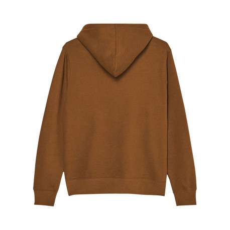 Sweat zippé en coton mélangé brun à coupe droite pourvu d'un col à capuche - Image 2