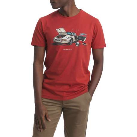 T-shirt en coton brique pourvu d'une coupe droite et d'un col rond