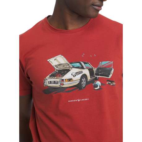 T-shirt en coton brique pourvu d'une coupe droite et d'un col rond - Image 3