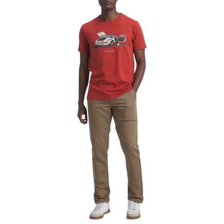 T-shirt en coton brique pourvu d'une coupe droite et d'un col rond - Image 5