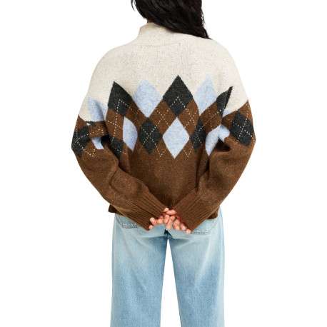 Pull multicolore à coupe droite pourvu d'un col montant et de manches longues - Image 2