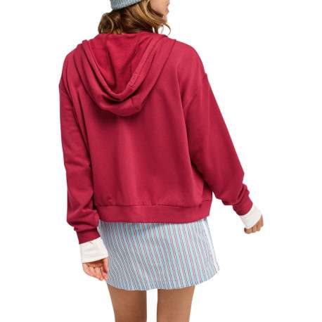 Sweat zippé framboise à coupe droite pourvu d'un col à capuche - Image 2