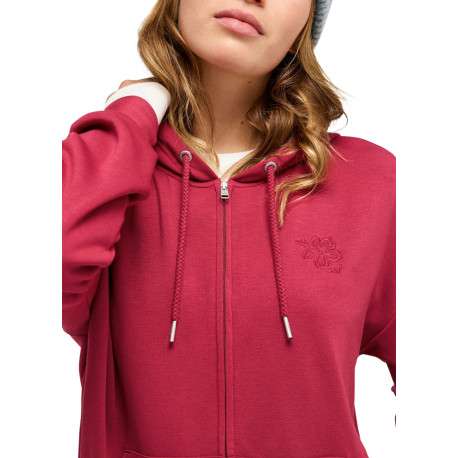 Sweat zippé framboise à coupe droite pourvu d'un col à capuche - Image 3