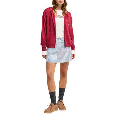 Sweat zippé framboise à coupe droite pourvu d'un col à capuche - Image 6