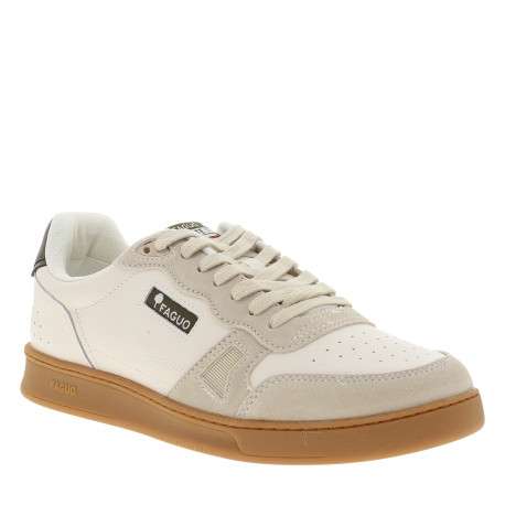 Tennis Commute 1 en cuir beige pourvues du logo et d'empiècements bimatières - Image 2