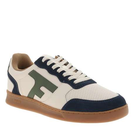 Tennis Hazel en cuir blanc avec des empiècements verts et bleus à talon plat - Image 2