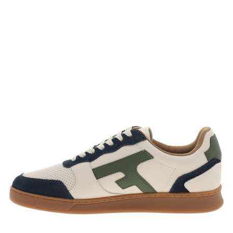 Tennis Hazel en cuir blanc avec des empiècements verts et bleus à talon plat - Image 3