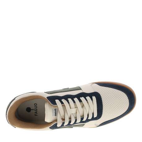 Tennis Hazel en cuir blanc avec des empiècements verts et bleus à talon plat - Image 5