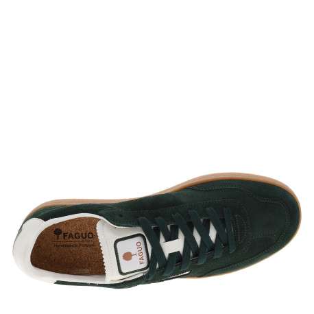 Tennis Lumbo en cuir suédé vert foncé à semelle plate munies de lacets - Image 5