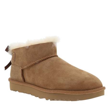 Boots Ultra Mini Bailey Bow en cuir suédé sable à talon plat ornées d'un nœud - Image 2