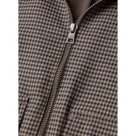Blouson beige et marine à coupe droite pourvu d'un col montant - Image 2