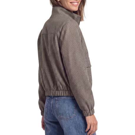 Blouson beige et marine à coupe droite pourvu d'un col montant - Image 4