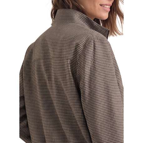Blouson beige et marine à coupe droite pourvu d'un col montant - Image 5