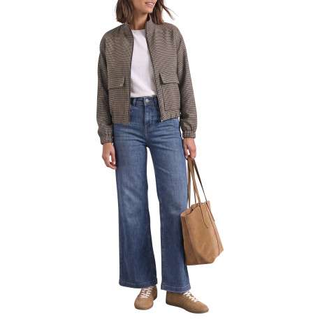 Blouson beige et marine à coupe droite pourvu d'un col montant - Image 6