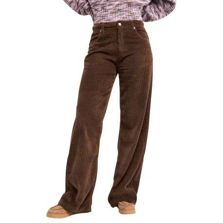 Pantalon chino marron pourvu d'une coupe ample et de poches plaquées