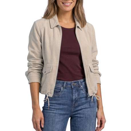 Blouson en coton beige à coupe droite pourvu d'un col à revers - Image 3