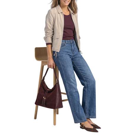 Blouson en coton beige à coupe droite pourvu d'un col à revers - Image 6