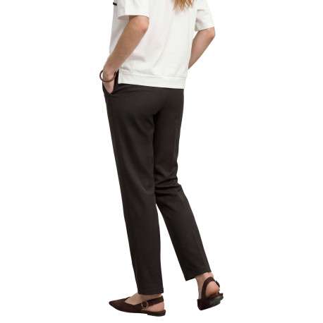 Pantalon brun pourvu d'une coupe ample et d'une taille élastiquée - Image 4