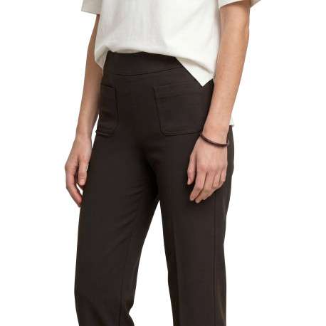 Pantalon brun pourvu d'une coupe ample et d'une taille élastiquée - Image 5
