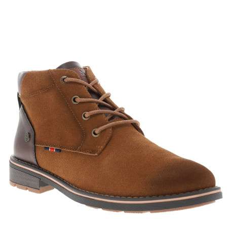 Boots camel à talon décroché bas pourvues d'un zip et des lacets ronds - Image 2