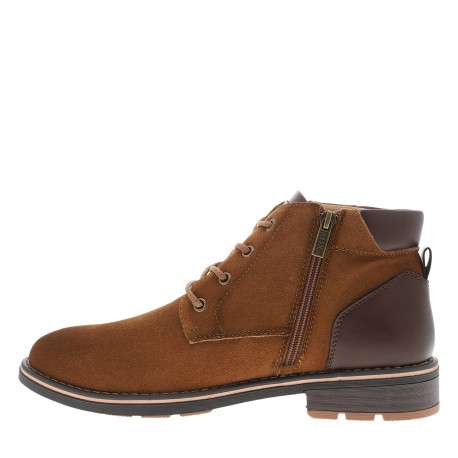 Boots camel à talon décroché bas pourvues d'un zip et des lacets ronds - Image 3