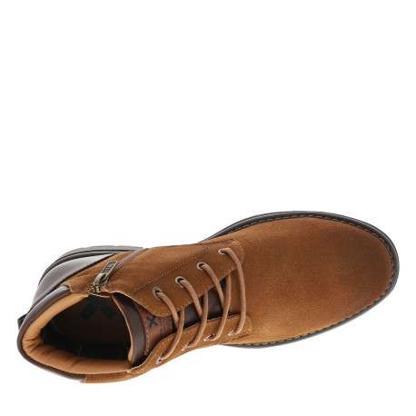 Boots camel à talon décroché bas pourvues d'un zip et des lacets ronds - Image 5