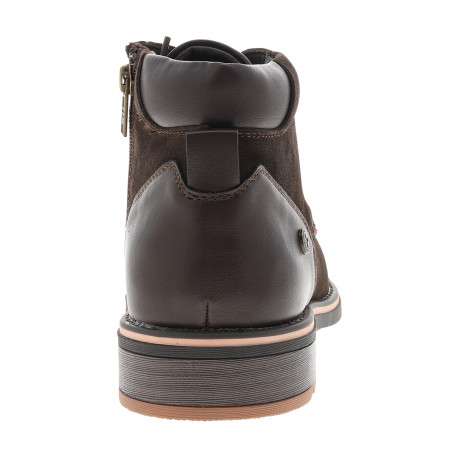 Boots en cuir nubuck marron à talon décroché bas et lacets ronds - Image 4