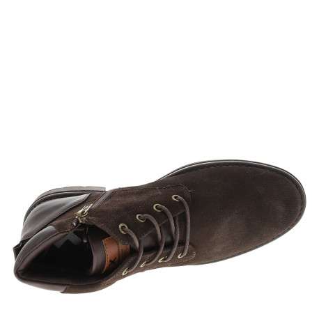 Boots en cuir nubuck marron à talon décroché bas et lacets ronds - Image 5