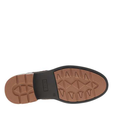 Boots en cuir nubuck marron à talon décroché bas et lacets ronds - Image 6
