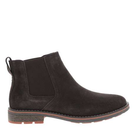 Boots en cuir marron à talon décroché bas pourvues d'un soufflets élastiqués