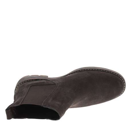 Boots en cuir marron à talon décroché bas pourvues d'un soufflets élastiqués - Image 5
