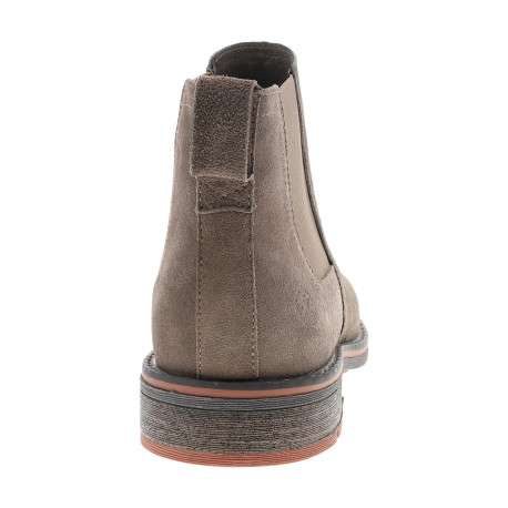 Boots taupe en cuir nubuck à talon décroché bas avec un soufflets élastiqués - Image 4