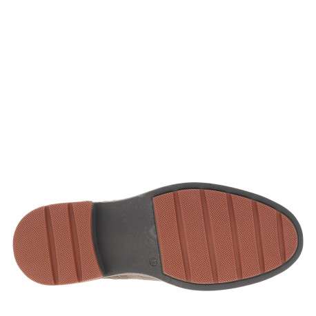 Boots taupe en cuir nubuck à talon décroché bas avec un soufflets élastiqués - Image 6