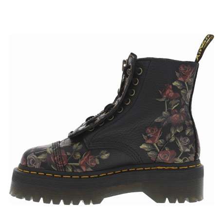 Boots en cuir noires à talon plateau et à fermeture zip et lacets ronds - Image 3