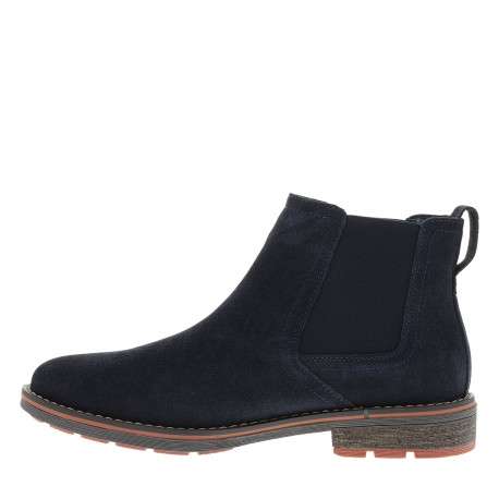 Boots en cuir bleu marine à talon décroché bas munies d'un soufflets élastiqués - Image 3