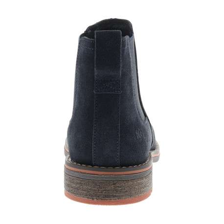 Boots en cuir bleu marine à talon décroché bas munies d'un soufflets élastiqués - Image 4