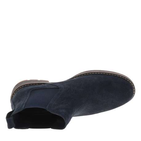 Boots en cuir bleu marine à talon décroché bas munies d'un soufflets élastiqués - Image 5