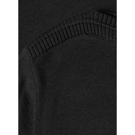 Pull noir à coupe droite pourvu d'un col bateau et de manches longues - Image 2