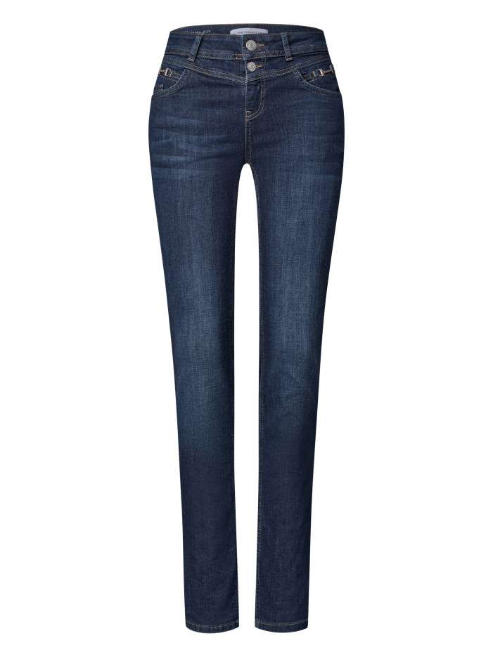 Jean en coton mélangé bleu...